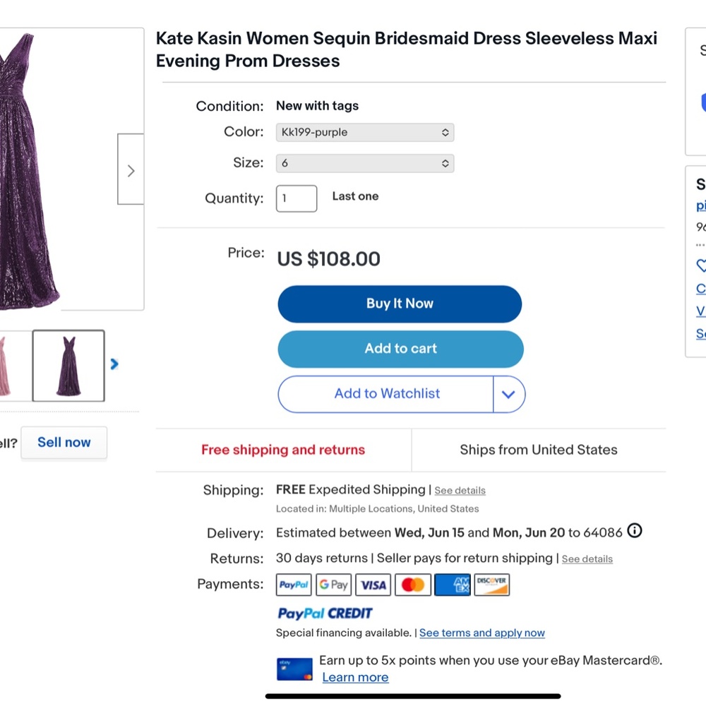 Kate Karin purple sequin Dance Prom Bridesmaid Fancy sleeveless dress New w/tags - Picture 7 of 12